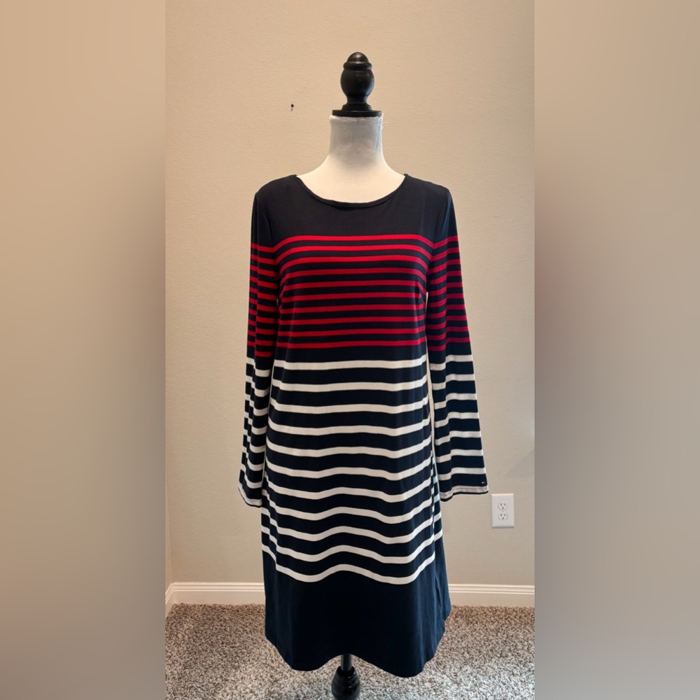 Tommy Hilfiger 3/4 Sleeve Shift Striped Dresss